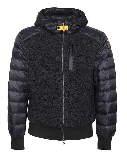 Parajumpers Blue Hooded Bomber-style Down Jacket for men