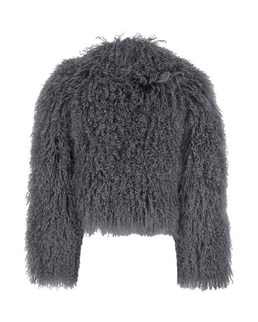 Plain Gray Tibet Fur Short Jacket