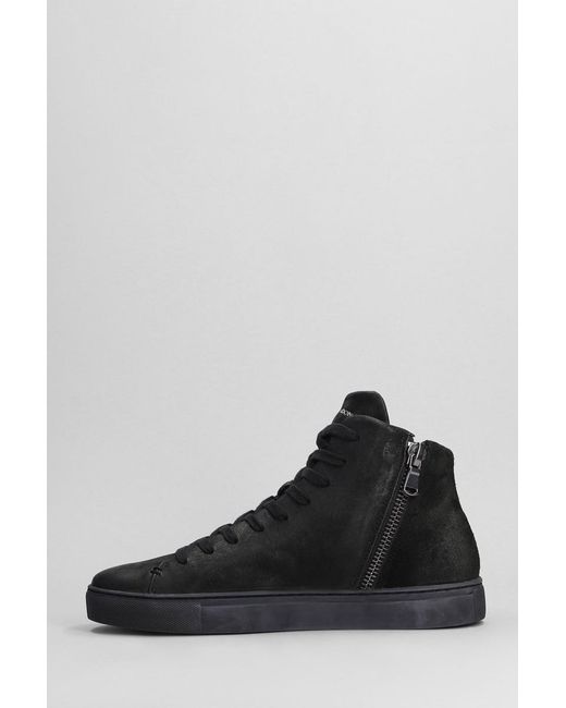 Crime London Black High Top Minimal Sneakers for men