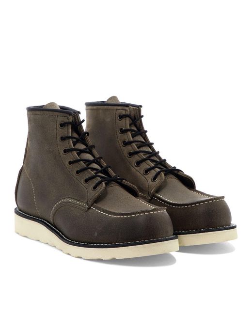 Red Wing Brown Classic Moc Toe Lace Up Boots for men