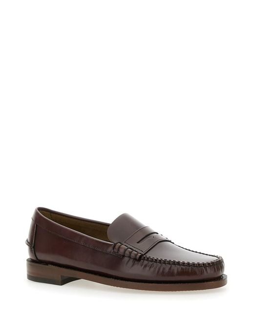 Sebago Brown 'Classic Dan' Loafers With Raised Stitching And Low Heel for men