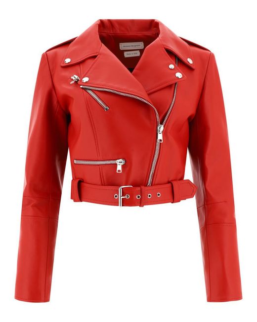 Alexander McQueen Red "Biker Crop" Jacket