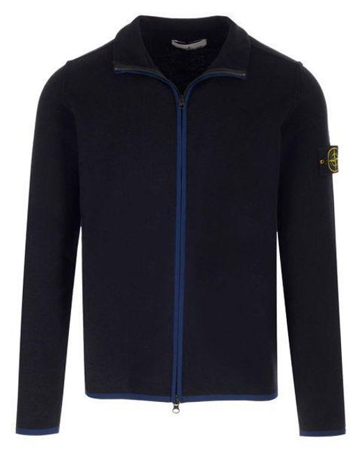 Stone Island Blue Cardigan With Zip for men