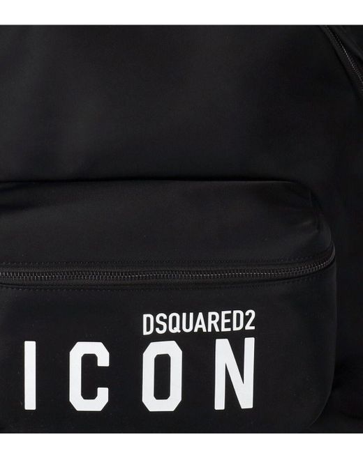 DSquared² Black Logo-Print Pocket Backpack for men