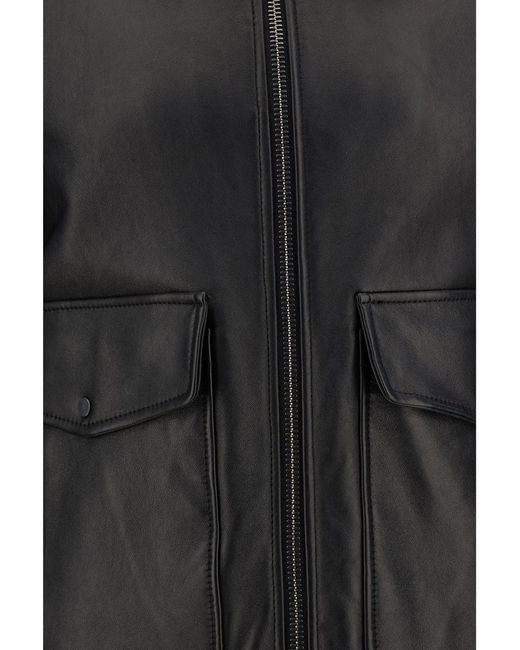 Salvatore Santoro Black Leather Biker Jacket for men