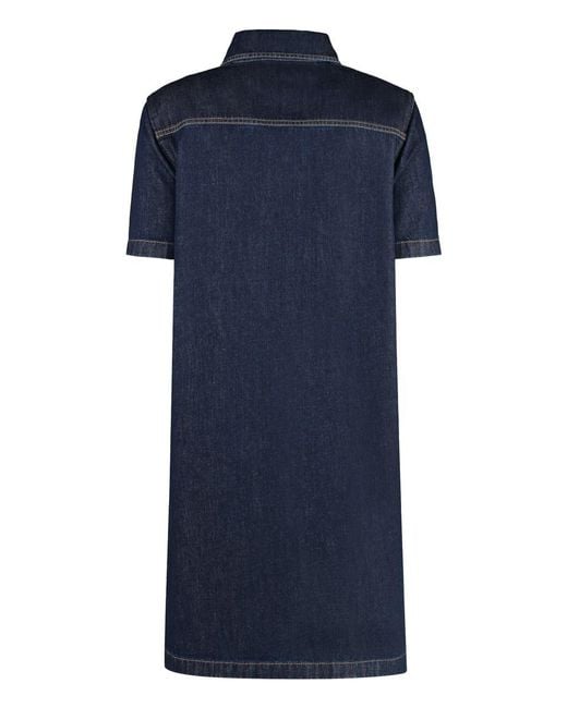 Gucci Blue Denim Shirt-Dress with Logo Buttons