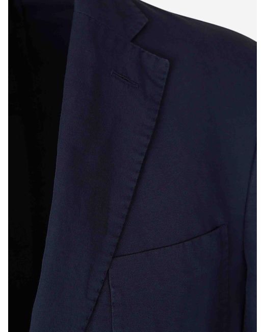 Incotex Blue Plain Linen Suit for men