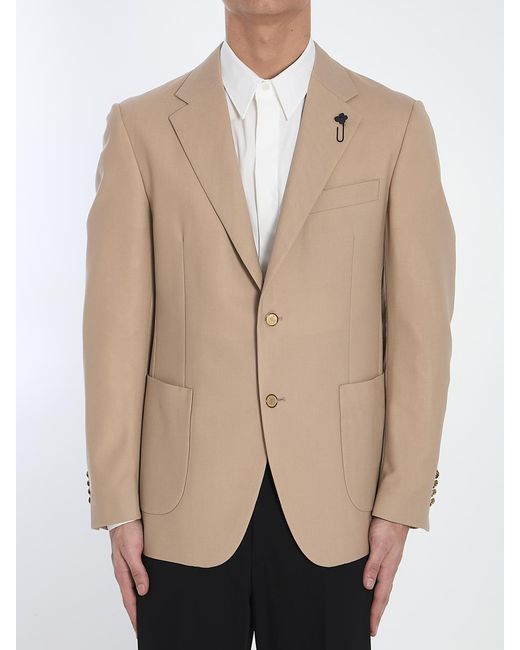 Lardini Natural Wool Single-Breasted Jacket for men