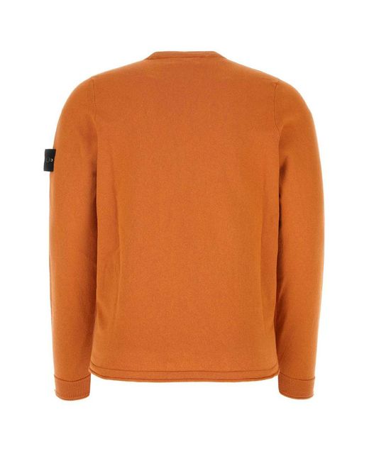 Stone Island Orange Cotton Blend Sweater for men