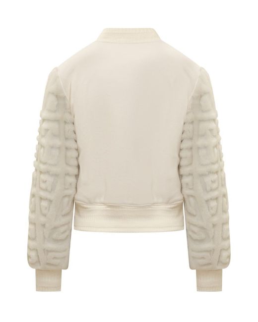 Givenchy White 4g Wool And Fur Short Bomber Jacket