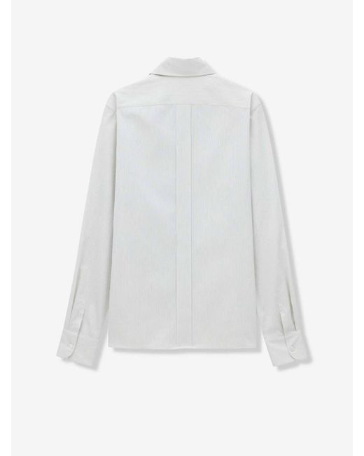 Saint Laurent White Cotton Stripe Cassandre Shirt for men