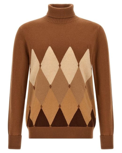 Ballantyne Brown Argyle Turtleneck for men
