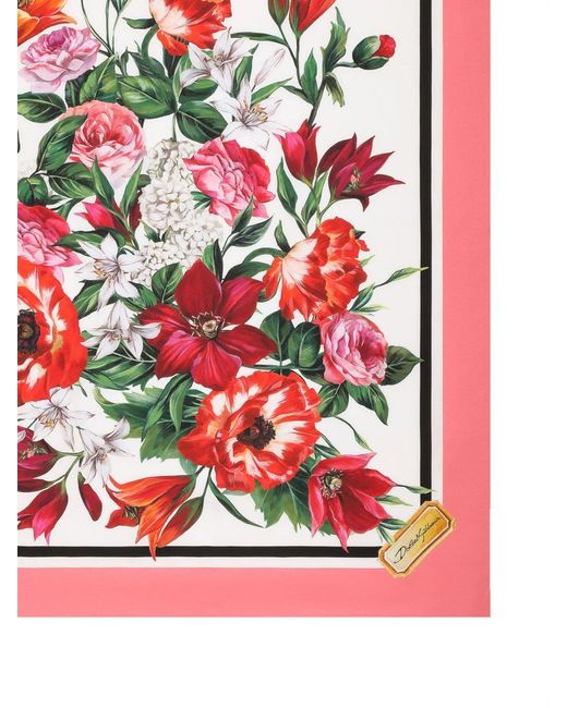Dolce & Gabbana Red 90X90 Silk Twill Foulard