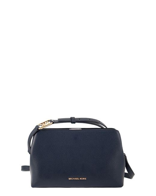 Michael Kors Blue Grained Leather Shoulder Bag