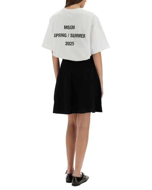 MSGM Gray T-Shirt With Print