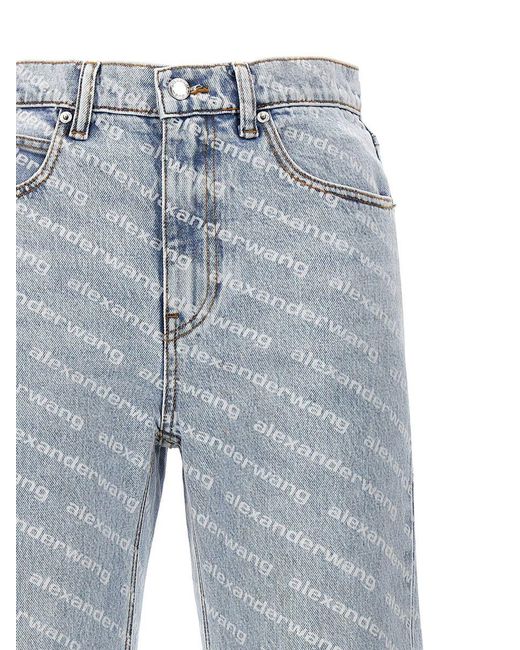 Alexander Wang Blue 'St Pebble Bleach Logo Print' Jeans