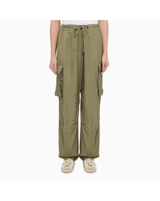 Golden Goose Deluxe Brand Green Military Viscose Cargo Trousers