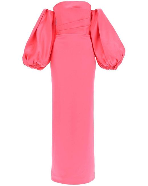 Solace London Pink Maxi Dress Carmen With Balloon Sleeves