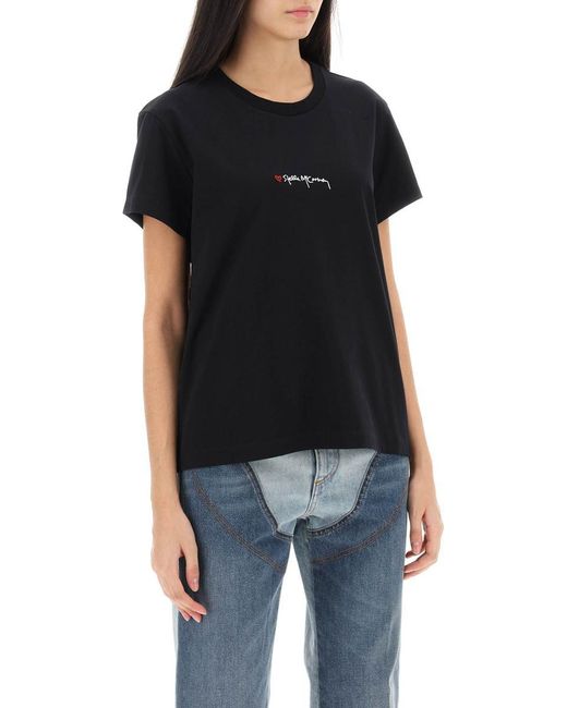 Stella McCartney Black T-shirt With Embroidered Signature