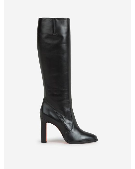Santoni Black High Leather Boots
