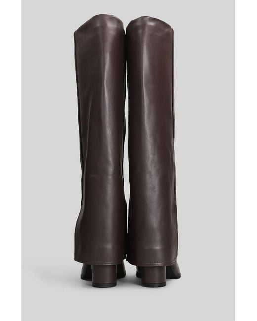 GISÉL MOIRÉ Brown Teddy High Heels Boots