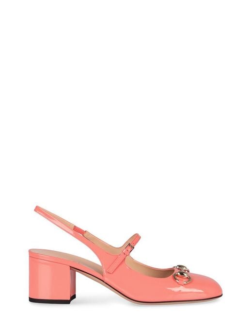 Gucci Pink Horsebit Patent Slingback Pump