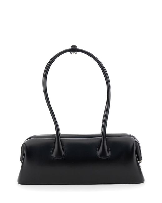 OSOI Black 'Boat Wide' Shoulder Bag With Round Handles And Lettering Logo On The Front