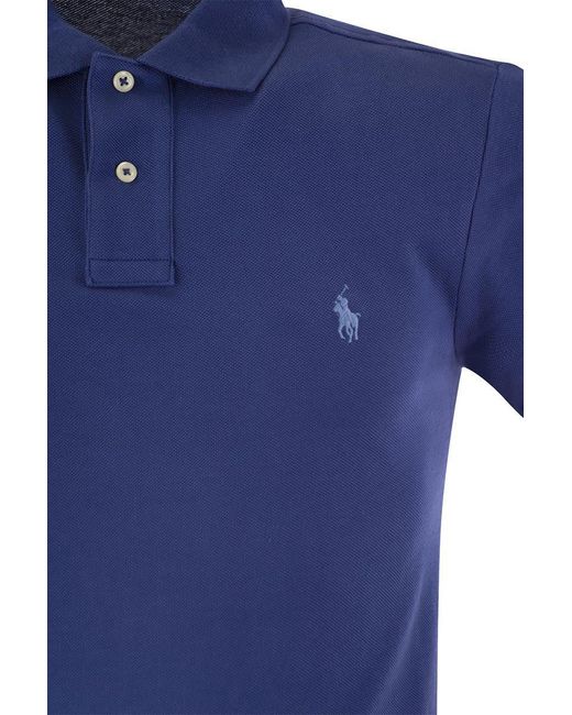 Polo Ralph Lauren Blue Slim-Fit Pique Polo Shirt for men