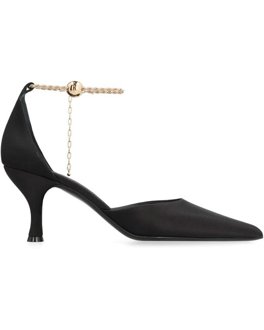 Ferragamo Black Dana Satin Slingback Pumps