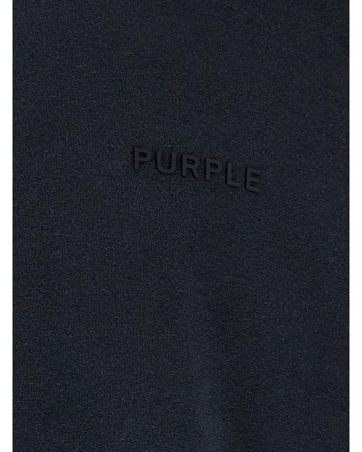 Purple Brand Blue Black Crewneck T-shirt With Long Sleeves And Tonal Logo Lettering Embroidery On The Front In Cotton Man for men