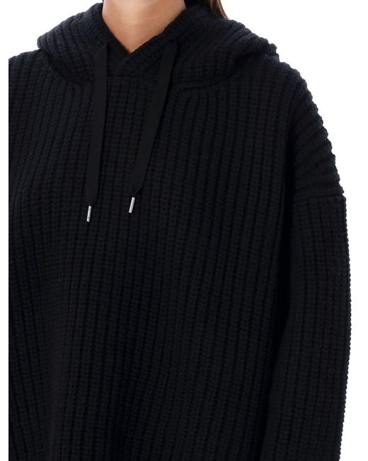 Junya Watanabe Blue Oversized Wool Ribbed Hoodie