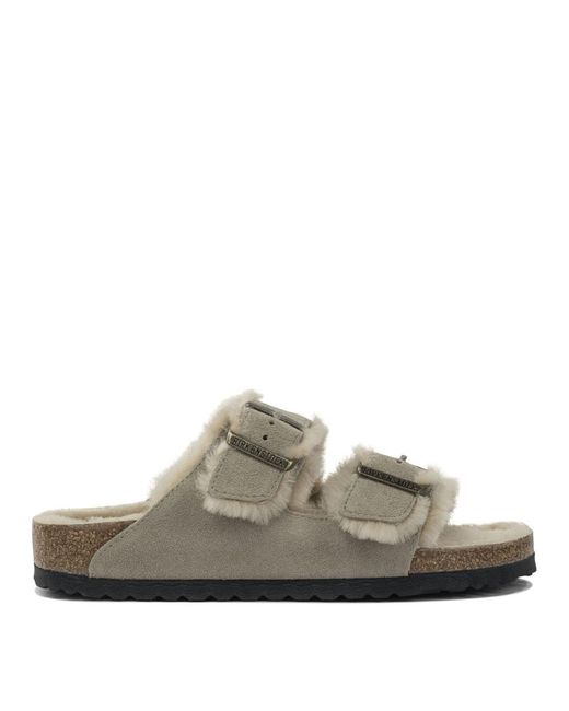 Birkenstock Gray "Arizona Shearling" Sandals