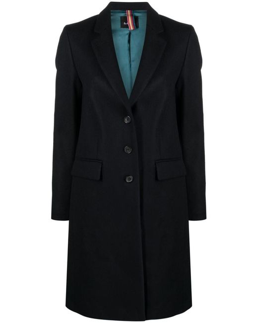 PS by Paul Smith Black Wool Blend Single-breasted Coat