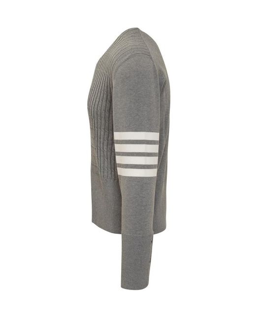 Thom Browne Gray 4-bar Striped Pullover for men