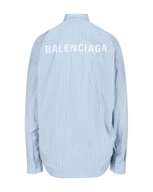 Balenciaga Blue Oversized Logo Shirt At The Back