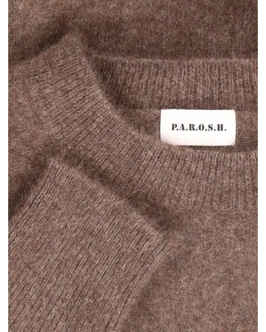 P.A.R.O.S.H. Brown Relaxed Fit Sweater With Ribbed Details