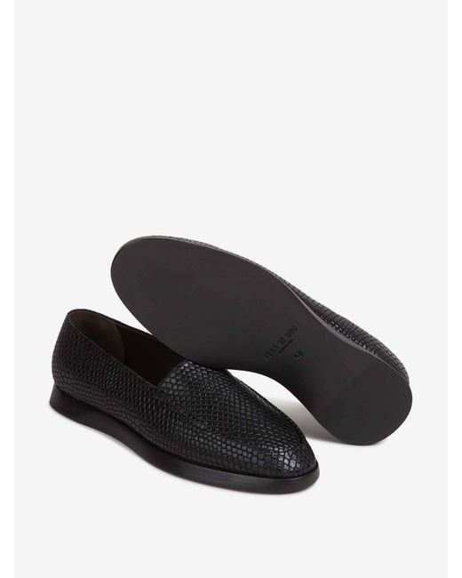 Fear Of God Black Moccasins Snakeskin Embossed for men