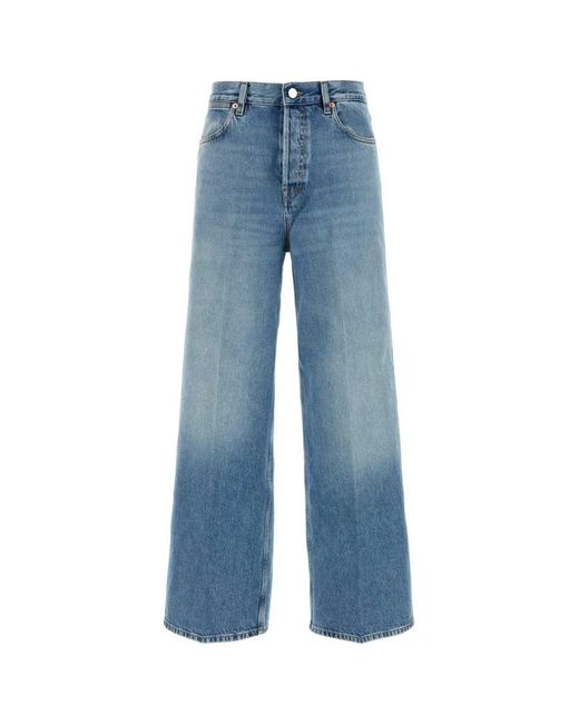 Gucci Women's Blue Denim Wide-Leg Jeans