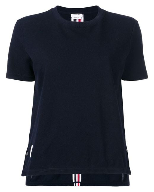 Thom Browne Black Rwb Stripe Relaxed Piqué T-shirt
