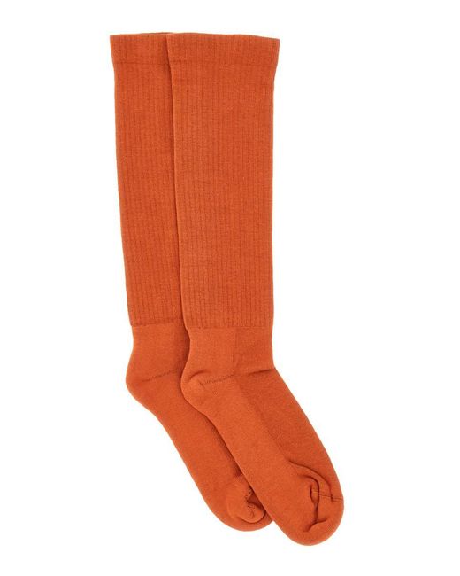 Rick Owens Orange Socks With Logo for men