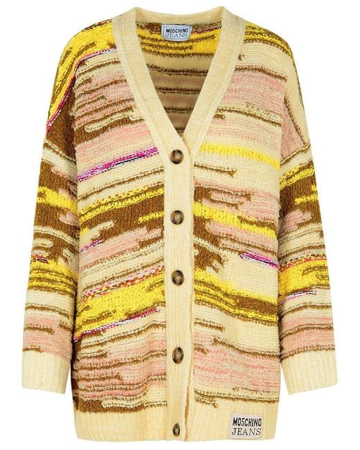 Moschino Yellow Cotton Blend Cardigan