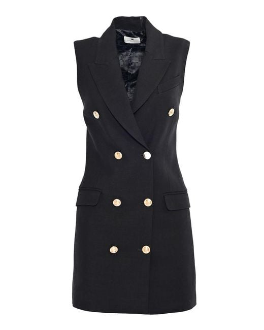 Elisabetta Franchi Black Sleeveless Tailored Dress