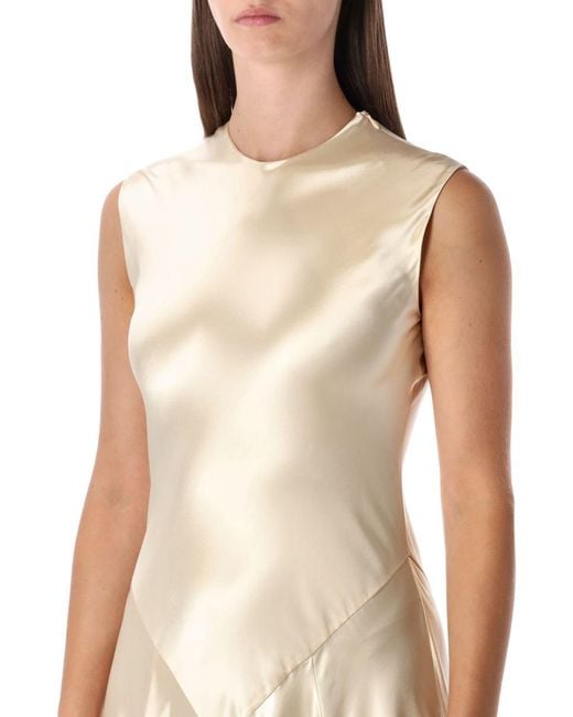 Alberta Ferretti Natural Ivory Satin Long Dress