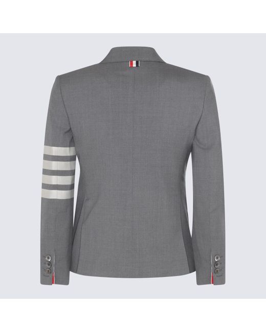 Thom Browne Gray Light Grey Wool 4-bar Blazer