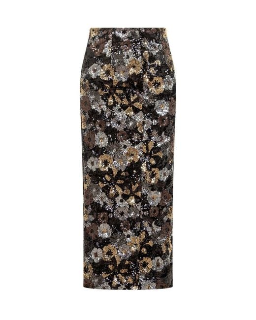 Max Mara Black Elegant Studio Pencil Skirt With Sequins