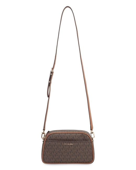 Michael Kors Brown Jet Set Coated Canvas Camera Bag