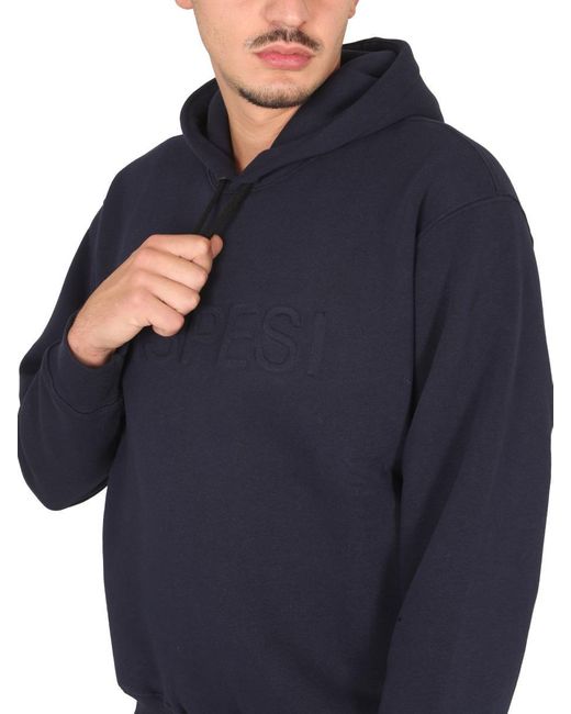 Aspesi Blue Sweatshirt With Logo And Hood for men