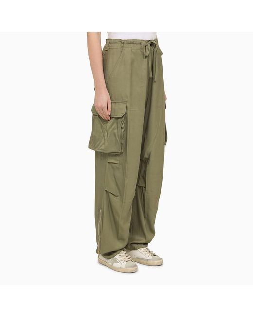 Golden Goose Deluxe Brand Green Military Viscose Cargo Trousers