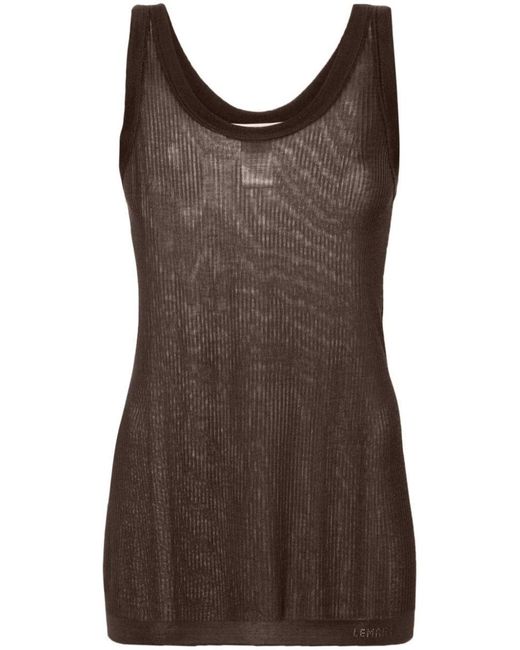 Lemaire Brown Ribbed Trim Tank Top