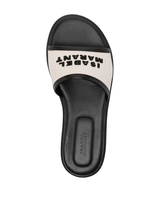 Isabel Marant Black Vikee Logo Flat Sandals